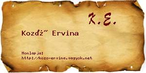 Kozó Ervina névjegykártya